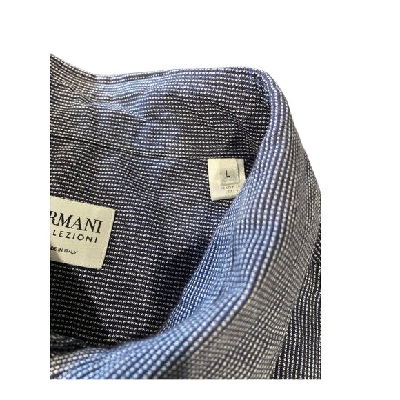 Giorgio Armani Collezioni Mens Dress Shirt Navy Blue Size L - Picture 4 of 12